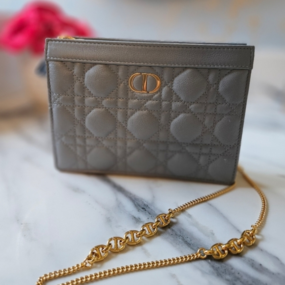 Dior Caro Cloud Blue Crossbody with Gold Accents